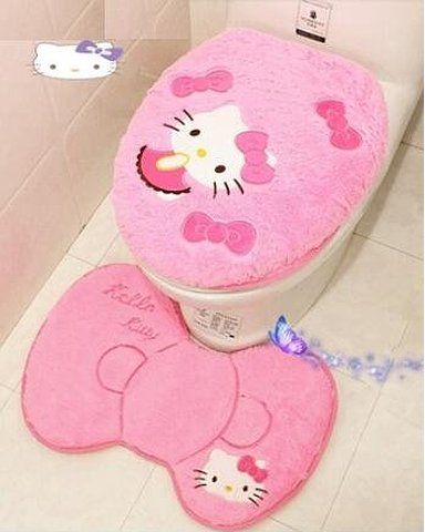 Speaking Life 3 Pcs Hello Kitty Cartoon Plush Toilet Seat Cover and Rug Set --- Contour Rug, Seat Cover, Lid Cover (pink bowknot) Hello Kitty Toilet, Hello Kitty Desenho, Decoracion Hello Kitty, Hello Kitty Bathroom, Hello Kitty Decorations, Hello Kitty House, Hello Kitty Rooms, Hello Kitty Cartoon, Contour Rug