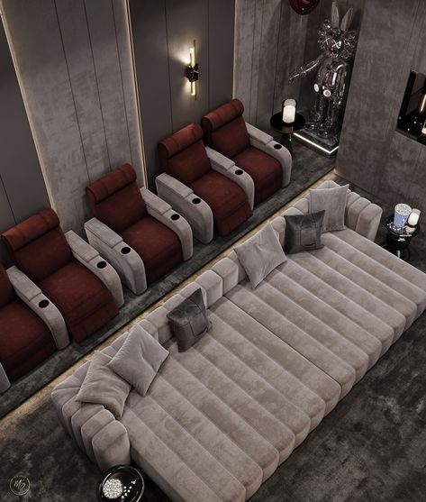 Home Cinema :: Behance Sofas For Home Theatre, Home Cinema Room Ideas Interior Design, Bloxburg Home Theater, Home Theatre Design Modern, Cinema Room Sofa, Theatre Interior Design, Home Theater Design Modern, Home Theatre Design Interiors, Home Cinema Room Ideas