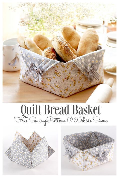 DIY Quilt Bread Basket Free Sewing Pattern | Fabric Art DIY Quilted Bread Basket Free Pattern, Fabric Bread Basket Pattern Free, Fabric Bread Baskets, Kitchen Decor Sewing Projects, Fabric Bread Baskets Diy Free Pattern, Free Basket Patterns To Sew, Cloth Basket Pattern Free Sewing, Fabric Bread Basket Pattern, Fabric Gift Boxes Diy