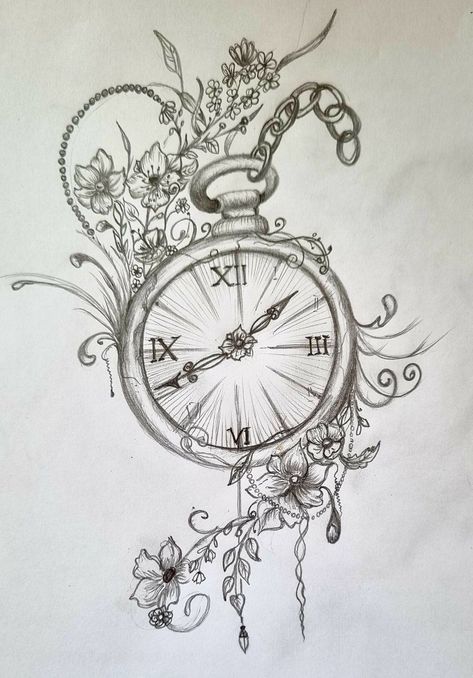 Wall Clock Drawing Sketches, Steampunk Tatoos Ideas, Clock Drawing Reference, Cool Clock Drawing, Pocket Clock Drawing, Very Detailed Drawings, Steampunk Art Drawing Sketches, Pocket Watch Drawing Sketches, Clock Drawing Sketches