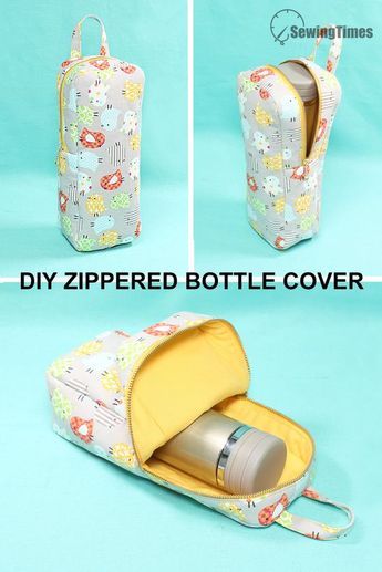 Bottle Covers Fabric, Bottle Bag Diy, Bottle Cover Ideas, Making Bags, Sewing Machine Projects, Diy Bag Designs, Diy Bags Patterns, Tote Bags Sewing, Small Sewing Projects