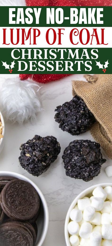 Searching for a fun & festive no-bake Christmas treat recipe to make this holiday season? These Easy No Bake Lump of Coal Rice Krispie Treats For Christmas sound like the perfect fit! Try them out and let me know how you like them! I can bet you're going to LOVE these :) Lumps Of Coal Recipe Oreo, Lump Of Coal Cookies, Lumps Of Coal Recipe, Rice Crispy Treats Christmas, Coal Recipe, Lumps Of Coal, Krispie Treats Christmas, Treats For Christmas, Rice Krispie Treats Christmas