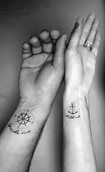 Partner Tattoo, College Couple, Couple Tattoos Love, Partner Tattoos, Goal Couple, Tattoos Couples, Wife Tattoo, Best Couple Tattoos, Small Couple Tattoos