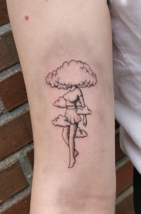 Cloud Tattoo Design, Cloud Tattoo, Silhouette Tattoos, Head In The Clouds, Line Work Tattoo, Head Tattoos, Dainty Tattoos, Subtle Tattoos, Dope Tattoos