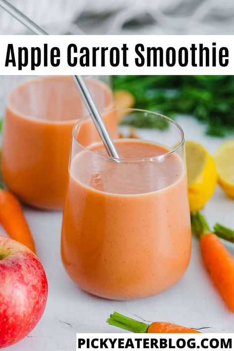 Carrot Smoothie Recipe, Apple Smoothie Recipes, Toddler Smoothies, Carrot Smoothie, Veggie Smoothies, Ginger Smoothie, Smoothie Drink Recipes, Smoothies For Kids, Spinach Smoothie