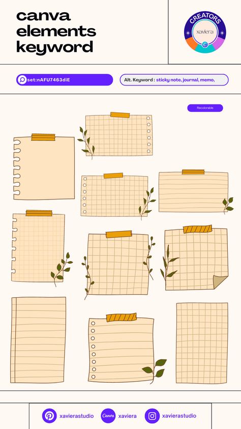 Canva element keyword for sticky note with le Canva Grid Element, Canva Notes Template, Canva Elements Keyword Vintage, Chip Bag Template Free Printable, Canva Sets Elements, Element Keywords Canva, Printable Weekly Meal Planner, Chip Bag Template, Template Free Printable