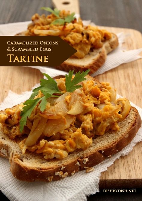 Caramelized Onions & Scrambled Eggs Tartine Scrambled Eggs, Carmelized Onions, Healthy Holiday Recipes, Egg Free Recipes, Healthy Holidays, Food Inspo, Healthy Gluten Free, Fabulous Foods, Square Meter