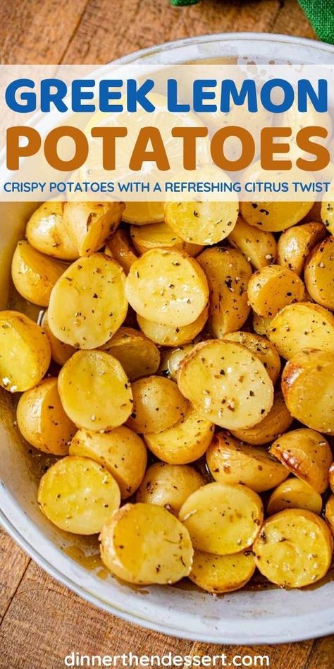 Greek Mini Potatoes, Greek Lemon Potatoes Authentic, Mini Potato Recipe, Dinner Potatoes, Greek Chicken And Potatoes, Potatoes Dinner, Delicious Potatoes, Greek Lemon Potatoes, Greek Potatoes