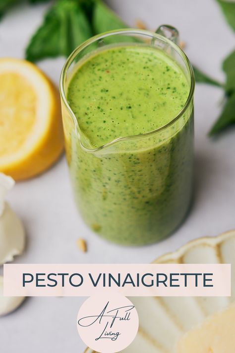 Basil Pesto Vinaigrette Recipe, Basil Pesto Salad Dressing, Sage Salad Dressing, Basil Pesto Dressing, Sweetgreen Pesto Vinaigrette, Basil Vinegrette Salad Dressing, Creamy Pesto Vinaigrette Dressing, Pesto Caesar Dressing, Pesto Balsamic Dressing