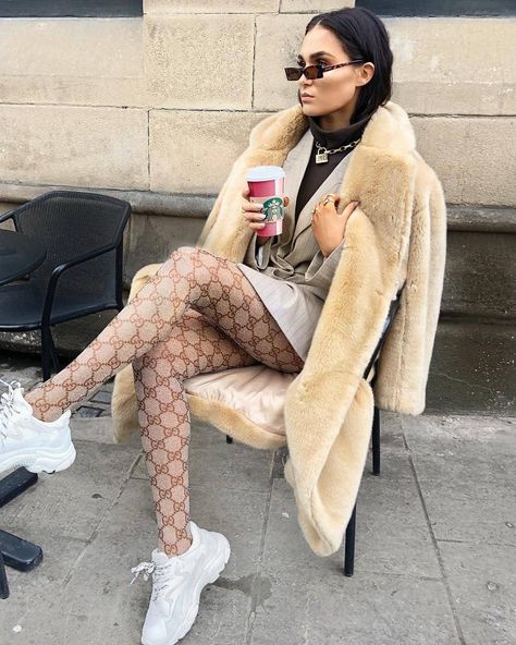 😍 @lissyroddyy . . . . . . . . . . . . . . . . . . . . . . . . . . . . . . . #fashionallaroundtheworld #fashionpassion #fashionaddict… Gucci Socks Outfit, Alicia Roddy, Gucci Tights, France Aesthetic, Stockings Outfit, Scott Disick, Sock Outfits, Printed Tights, Gucci Outfits