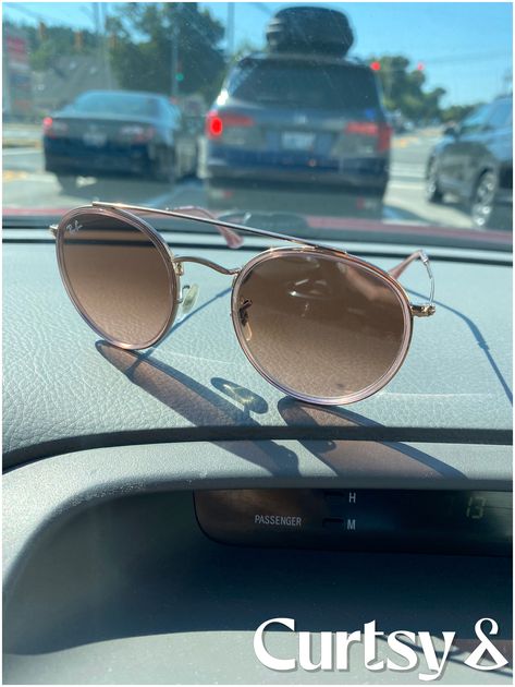 Ray-Ban RB3647N Round Double Bridge Sunglasses W Pink Frame Brown Gradient Lense Double Bridge Sunglasses, Pink Frame, Pink Frames, Brown Gradient, Ray Ban, Ray Bans, Bridge, Sunglasses, Frame