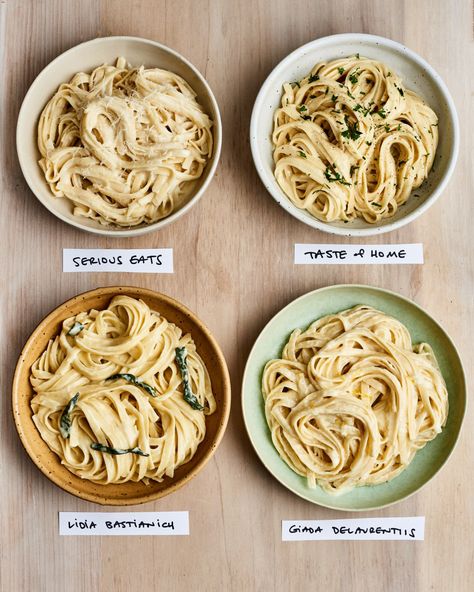 I Tried Four Popular Fettuccine Alfredo Recipes and Found the Best One | Kitchn White Sauce Pasta Recipes, Fettuccine Sauce, Pasta Lunch Recipes, Fettucini Alfredo Recipe, Healthy Fettuccine Alfredo, Fetuccini Alfredo, Alfredo Pasta Recipes, White Pasta Sauce Recipe, Fettucini Alfredo