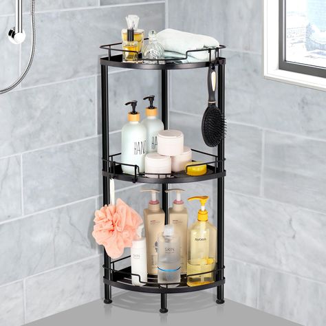 PRICES MAY VARY. Metal Hollow Design: Shower corner caddy is designed with large drainage holes on each tier, can avoid water accumulation on the shelf and keep it ventilated and dry Stability: Shower stand with 4 rubber-padded support feet, greatly increase stability and protect the floor from scratches, and 1.96" high sidebar can prevent items from dropping Large Capacity: 3-tiered or 4-tiered corner shower shelves with 13" tier spacing, provide a lot of vertical storage space, enough to hold Corner Shower Shelves, Corner Shower Ideas, Shower Stand, Lake Bathroom, Shower Organizer, Corner Shower Caddy, Standing Shower, Shower Rack, Shower Shelf