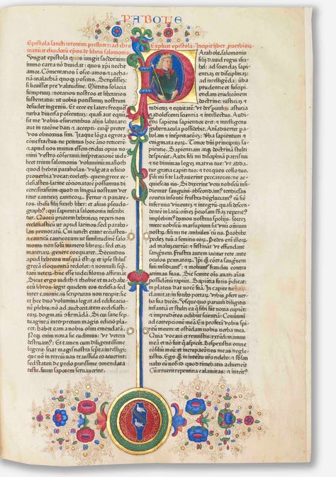 Gutenberg Bible, Company Anniversary, Drop Cap, Bible Images, Print Book, Books Of The Bible, Illuminated Manuscript, Medieval Art, Book Print