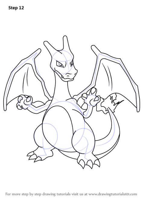 Learn How to Draw Charizard from Pokemon (Pokemon) Step by Step : Drawing Tutorials Pokemon How To Draw Step By Step, How To Draw Charizard, Pokemon Drawings Sketches Easy, Charmander Sketch, Charizard Drawings, How To Draw Pokemon Step By Step, Pokemon Pictures To Draw, Pokemon Sketches Pencil, Charizard Sketch