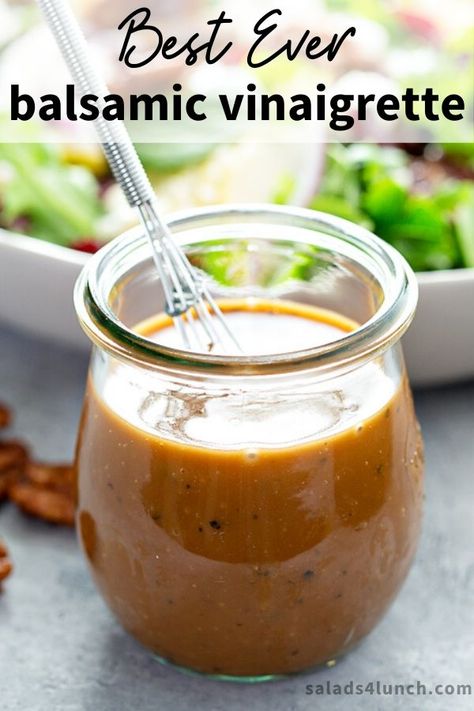 Balsamic Vinegarette, Creamy Balsamic Vinaigrette, Healthy Dressing Recipes, Honey Balsamic Dressing, Balsamic Dressing Recipe, Balsamic Vinaigrette Salad, Salad Dressing Recipes Healthy, Plat Vegan, Balsamic Vinaigrette Dressing