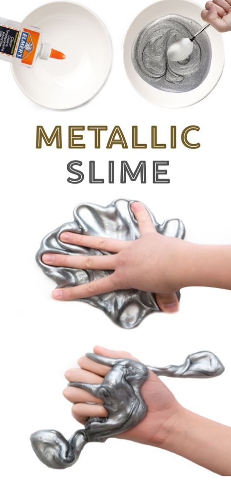 Unique Slime Ideas, Easy Recipe For Kids, Metallic Slime, Spray Chalk, Easy Slime Recipe, Slime Recipes, Diy Slime Recipe, Recipe For Kids, Slime For Kids