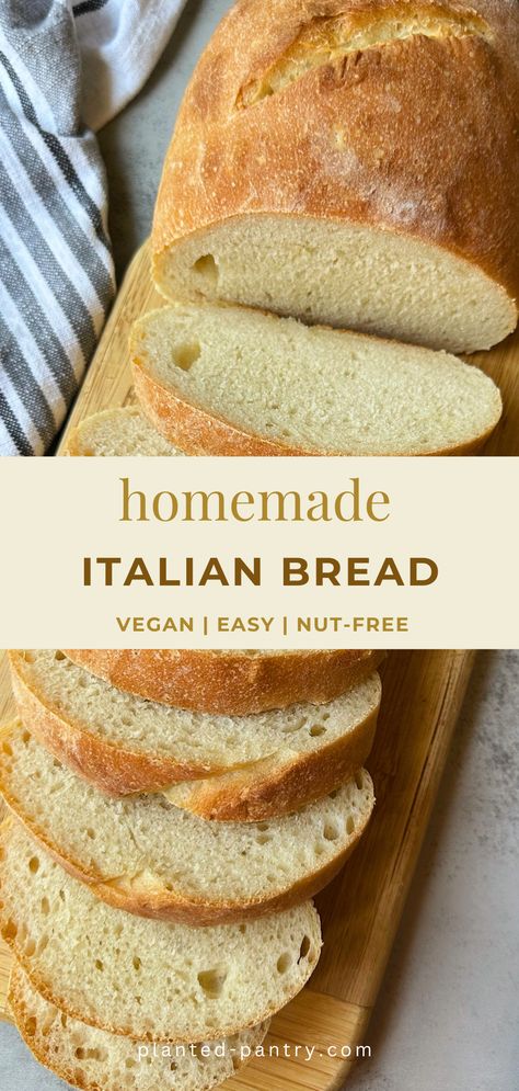 Vegan Italian Bread Recipe Vegan Quick Bread Recipes, Italian Bread Recipes Easy, No Oil Bread Recipes, Quick Vegan Bread, Authentic Italian Bread Recipes, Vegan Italian Bread, Plant Based Bread Recipe, Small Batch Italian Bread, Vegan Homemade Bread