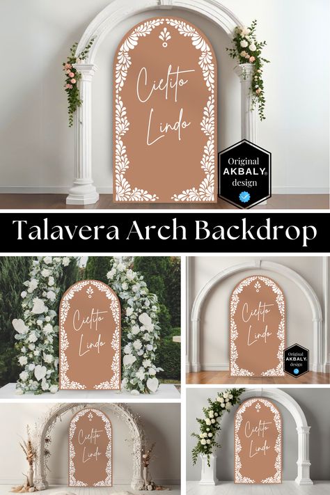 Stunning Mexican Talavera Arch Backdrop DIGITAL SVG. Perfect for weddings, baby showers, bridal showers, parties, and other celebrations, festive and elegant. Measuring 4ft by 7ft by default, you can scale it to fit your needs. Instant download, Canva Edit Modern Mexican Bridal Shower Ideas, Talavera Backdrop, Mexican Backdrop Ideas, Mexican Backdrop, Baby Shower Signage, Unique Backdrop, Mexican Inspired Wedding, Mexican Party Theme, Arch Backdrop