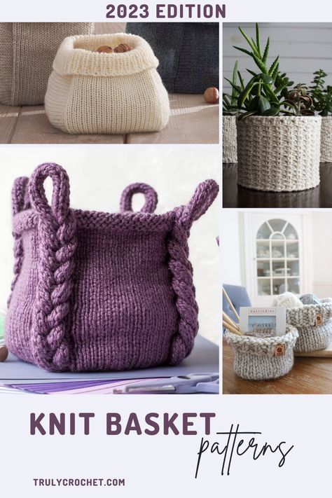 Enhance your home with handcrafted elegance and practicality – explore our collection of 8 modern knit basket patterns – 2023 edition today and embark on a creative journey to stylish organization. These modern designs offer versatile storage solutions for every corner of your home. Whether you’re a seasoned knitter or just starting out, this collection will have something for everyone and these knit baskets are perfect for organizing and beautifying any space. Knitted Storage Baskets Free Pattern, Knitting For The Home, Knitting Project For Beginners, Easy Knit Bag, Knit Basket Free Pattern, Knit Basket Pattern Free, Knitted Basket Free Pattern, Knit Basket Pattern, Fun Knitting Projects