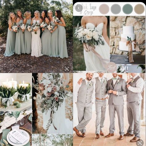 Light Grey And Sage Wedding, Grey And Cream Wedding Theme, Agave Green Wedding Theme, Sage Green Gray Wedding, Grey And Eucalyptus Wedding, Sage Green And Taupe Wedding Theme, Grey And Sage Wedding Theme, Sage Green And Champagne Wedding Groomsmen, Sage Wedding Party Attire