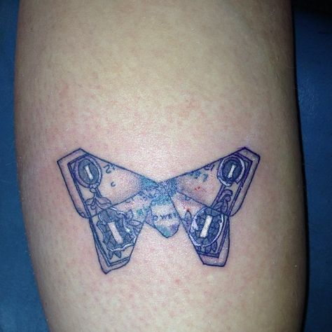 money shaped like butterfly Butterfly Money Tattoo, Money Over Love Tattoo, Money Butterfly Drawing, Money Butterfly Tattoo, Money Bow Tattoo, To Pimp A Butterfly Tattoo, Smallish Tattoos, Butterfly Dollar Bill, Money Sign Tattoo