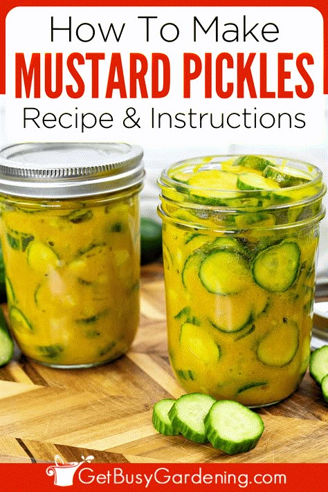 Homemade Mustard Pickles Recipe, How To Make Mustard Pickles, Canning Mustard Pickles, What Can You Pickle, Easy Mustard Pickles Recipe, Best Canned Pickle Recipe, Cucumber Recipes For Canning, Mustard Pickles With Cauliflower, Fridge Pickle Recipe