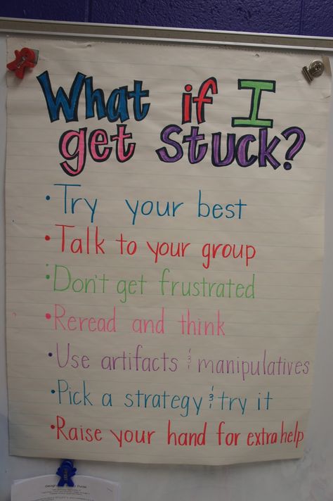 I'm stuck! Math Anchor Chart, Creative Math, Math Charts, Classroom Anchor Charts, Upper Elementary Math, Math Anchor Charts, Biology Teacher, Classroom Tools, Class Management