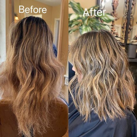 Jacquie D. on Instagram: “Before and after a big chop 💇🏻‍♀️ & some babylights on @beccapham 💜” Big Chop Before And After, Big Chop, Balayage, Beauty, Instagram