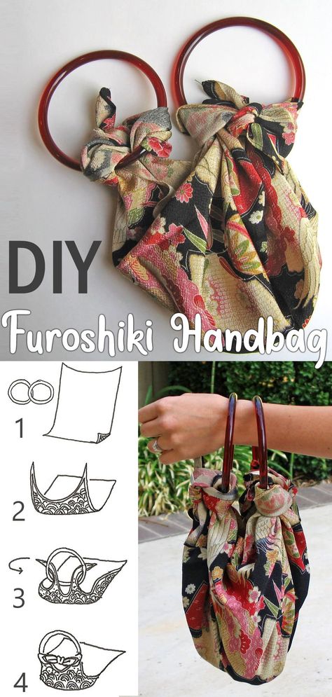 Furoshiki Bags Diy, Furoshiki Bags Tutorial, Furoshiki Wrapping Tutorials, Furoshiki Pattern, Furoshiki Bag, Fire Costume, Fabric Basket Tutorial, Japanese Wrapping, Handbag Tutorial