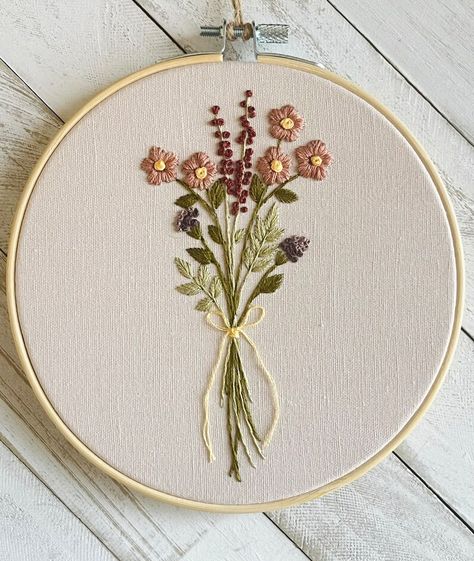 Wildflower Bouquet Modern Hand Embroidery Digital PDF Pattern Plus How to Guide 6 - Etsy Why Not Stitching, Embroidered Wild Flowers, Wildflower Bouquet Embroidery, Embroidery Wildflowers, Simple Hand Embroidery Designs, Embroidery Basics, Wildflower Embroidery, Vintage Floral Embroidery, Bouquet Embroidery