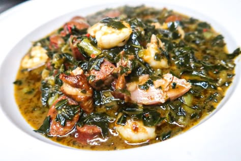 Gumbo Greens | I Heart Recipes Gumbo Greens Recipe, Greens Gumbo, Cabbage Recipes With Sausage, Gumbo Greens, Recipes With Sausage, Okra Soup Recipe, Budget Friendly Dinner Recipes, Curry Chicken Salad, Sweet Shrimp