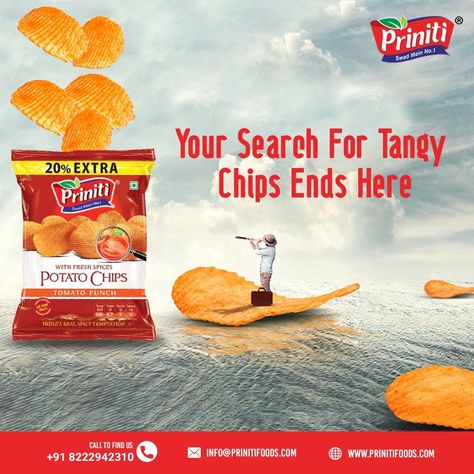 Crave the Crunch with Priniti Potato Chips! 🍴🎉 A Tempting Delight, Each Bite Packed with Flavor and Irresistible Crispiness. Order today : https://www.prinitifoods.com/ #PrinitiPotatoChips #CrunchyDelights #SavorTheTaste #hungersnack #DeliciousTaste #Munch #Masti #Readytoeat #Snackstime #MastMasala #Flavour #Spicy #Tasty #Delicious #Indianspices #ChakhLeZindagi Chips Creative Ads, Chips Ads, Company Potatoes, Chip Packaging, Chips Brands, Fresh Spices, Food Ads, Poster Background, Poster Background Design