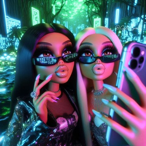 Digital jungle 🖤💕 Challenge by @designedbycafryn 🖤 #bratz #explorepage Bratz Art Aesthetic, Pisces Bratz, Cartoon Profile Pics Bratz, Bratz Profile Picture, Brat Birthday, Water Moon, Astro Memes, Arabic Wedding Dresses, Pretty Wallpaper Ipad