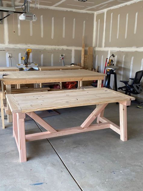 Dining Table Legs Ideas Wooden, Truss Beam Table, Truss Table, Horse Projects, Beam Table, White Farmhouse, Wood Furniture Diy, Dining Table Legs, Conference Table