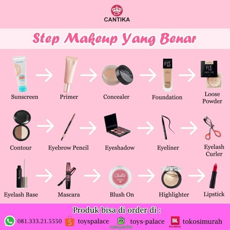 Teknik Makeup, Cushion Makeup, Makeup Brush Uses, Makeup Tutorial Foundation, Makeup Order, Learn Makeup, Simple Makeup Tips, Makeup Face Charts, Beauty Makeup Tutorial