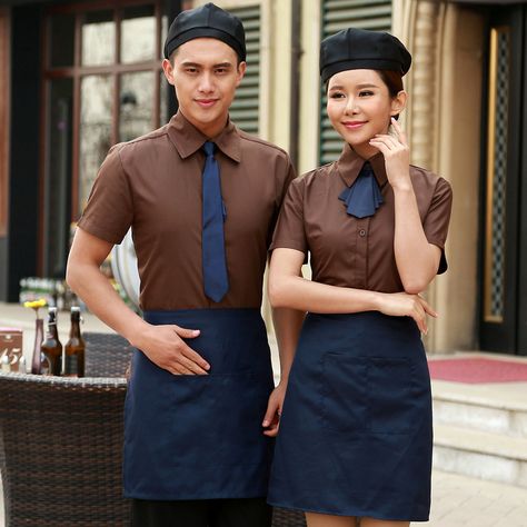 Restaurant Uniform Waitress Outfits Casual, Waiter Outfit, Chef Dress, Cafe Uniform, Waitress Outfit, Waiter Uniform, Restaurant Uniforms, Hotel Uniform, Chef Jackets