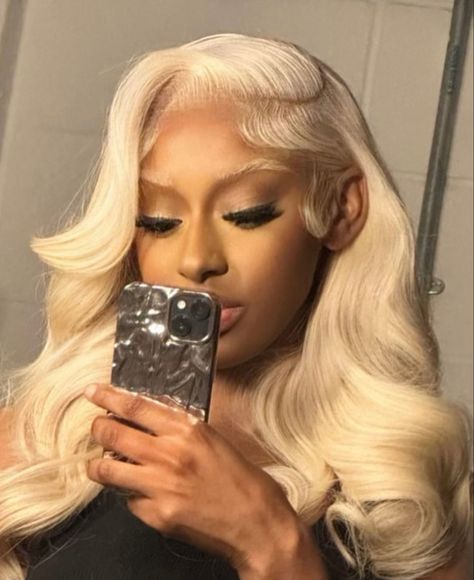 Icy Blonde Wig, Blonde Wigs Black Women, Wig Styles For Black Women, Hairstyles Ideas Black Women, Wig Hairstyles Ideas Black Women, Wig Hairstyles Ideas, Install Wig, Hair Dye Color Ideas, Wigs Black Women