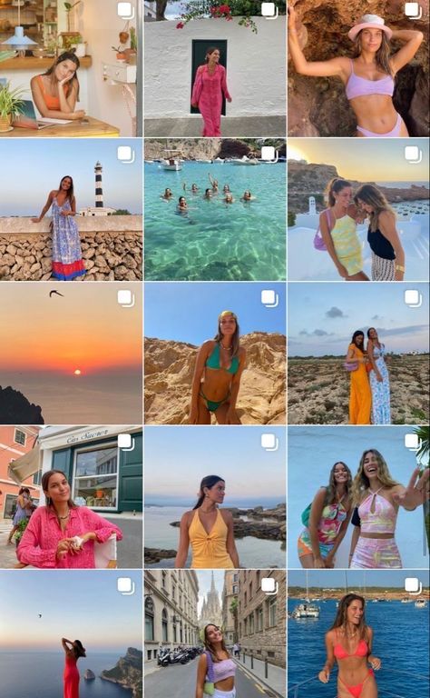 Beach Instagram Feed Ideas, Summer Instagram Inspiration, Summer Aesthetic Instagram Feed, Instagram Feed Ideas Summer, Beachy Instagram Feed, Beach Feed Instagram, Beach Ig Feed, That Girl Instagram Feed, Best Instagram Feed Layout