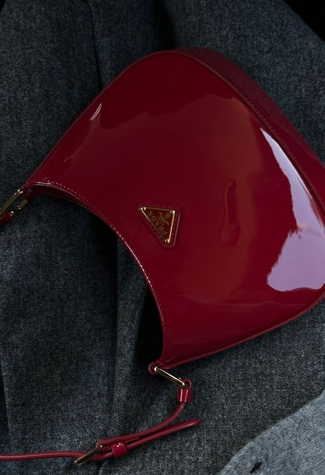 Cherry Red Bag, Red Bag Aesthetic, Red Designer Bag, Red Prada Bag, Handbags Aesthetic, Funky Purses, Dream Bag, My Style Bags, Aesthetic Bags