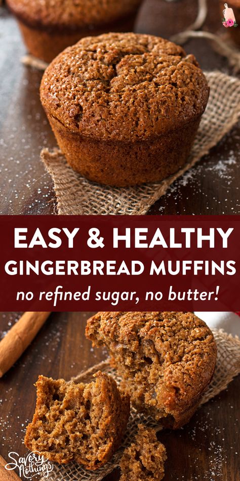 This easy Healthy Triple Ginger Gingerbread Muffin recipe yields amazing bakery-style results! You will love these because they are quick to make, require only one bowl and no electric mixer and contain no butter or white sugar! The best healthy holiday recipe! Make them for Christmas morning or for any holiday brunch party you're headed to - people will love these. | #recipes #christmas #gingerbread #christmasrecipes #christmasfood #brunch #healthyfood #healthyrecipe #healthyeating #cleaneating Gingerbread Muffins Healthy, Holiday Brunch Party, Healthy Holiday Breakfast, Healthy Gingerbread, Christmas Muffins, Ginger Muffins, Breads Recipes, Gingerbread Muffins, Gluten Free Gingerbread