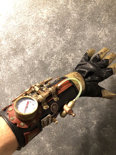 Steampunk Bracer by MuddyOxygenArt on Etsy Steampunk Bracer, Steampunk Gauntlet, Steampunk Arm, Steampunk Mechanic, Steampunk Gloves, Steampunk Character, Steampunk Aesthetic, Steampunk Tendencies, Fantasy Props