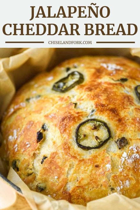 Jalapeño Cheddar No Knead Bread, Jalapeno Cheddar Artisan Bread, Bakery Style Bread, Jalapeno Sourdough Bread, Jalapeno Cheddar Bread, Cheddar Bread Recipe, Cheddar Bread, Homemade Bakery, Oven Bread