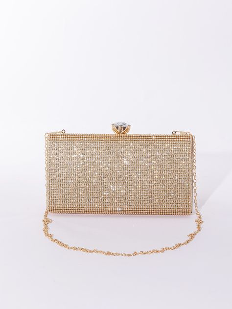 Gold Glamorous Collar  Glitter Plain Box Bag Embellished   Women Bags Sparkle Purse, Prom Gold, Silver Clutch Purse, Formal Bag, Sparkly Bag, Prom Bag, Prom Clutch, Prom Purse, Glitter Purse