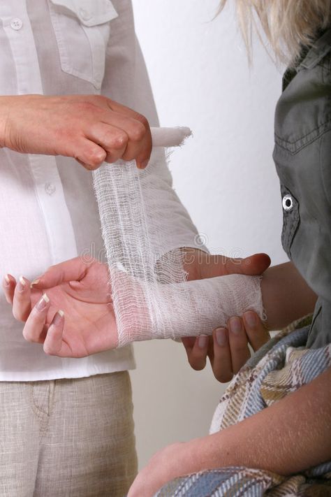 Arm Wrapped In Bandages, Bandaging Hand Reference, Dressing Wounds Reference, Patching Up Wounds Reference, Person Wrapping Bandages Reference, Wrapping Wounds Reference, Bandaging Pose Reference, Healing Wounds Drawing Reference, Bandaging Wounds Hands Aesthetic