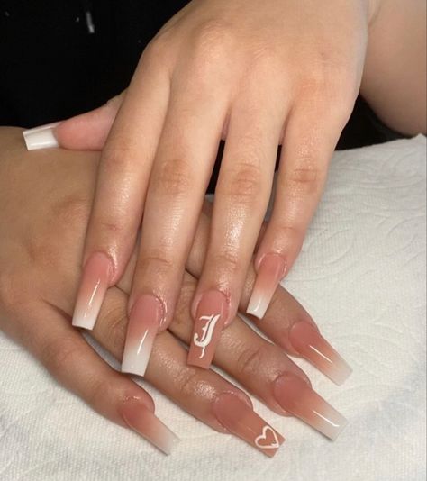 Acrylic Nails With J Initials On Them, Nail Acrylic With Initial, Y Initial On Nails, Nail Idea Initials, Long Acrylic Nails Coffin With Initials, Ombre Acrylic Nails With Initial, Pink Nails With D Initial, Acrylic Nails With N Initials, Nail Ideas With His Initial