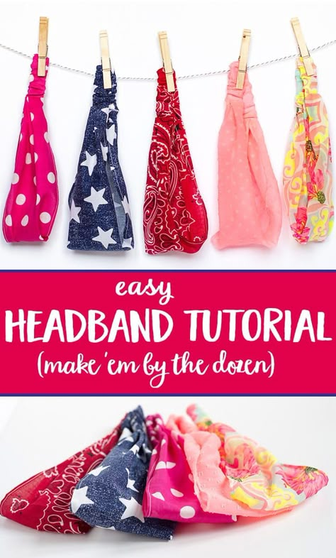 Easy Beginner Sewing Projects, Make Headbands, Sewing Headbands, Headband Tutorial, How To Make Headbands, Beginner Sewing Projects, Beginner Sewing Projects Easy, Sew Ins, Fabric Headbands