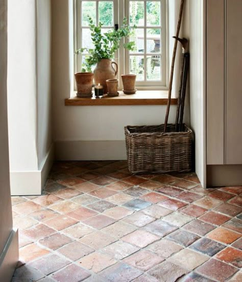 French Terracotta, Terracotta Floor, Boot Room, Terracotta Tiles, Mud Room, Kitchen Flooring, Home Fashion, On The Floor, House Inspiration