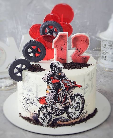 Bike Cake Designs For Men, Motocross Cake Ideas, 4 Wheeler Cake, Motor Cake, Motocross Cake, Bolo Motocross, Dirt Bike Cake, Motorcycle Birthday Cakes, Motorbike Cake