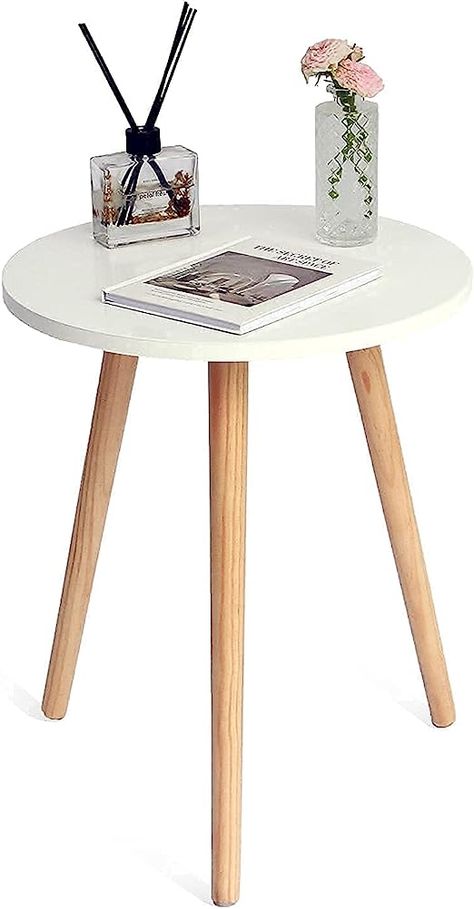 Amazon.com: AWASEN Round Side Table, Small Accent Table Nightstand Modern End Table for Living Room Bedroom Office Small Spaces, 16''D x 19.5''H (White) : Home & Kitchen